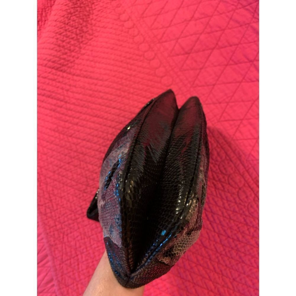 Faux snake skin 80s style clutch gray black - Picture 6 of 7